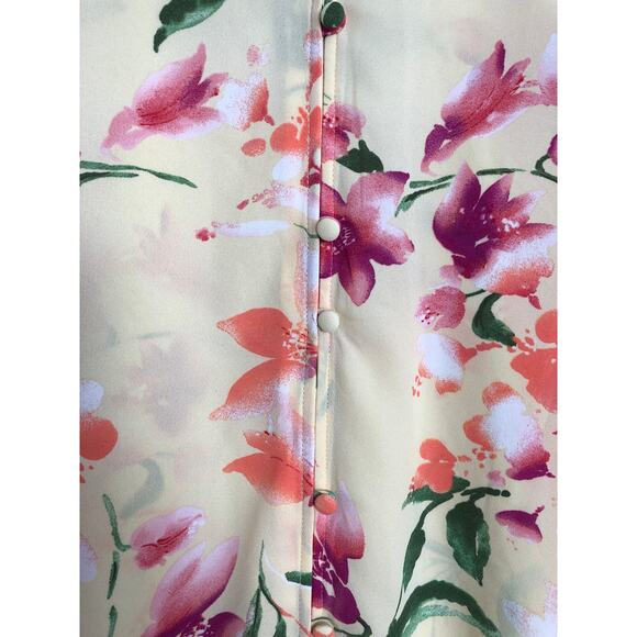 Investments Floral Top Women's 2X Woven V-neck 3/4 Tie Sleeves Yellow NEW - Picture 4 of 7